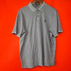 Polo Ralph Lauren Mens XL Blue Striped Classic Fit Short Sleeve‎ Polo Shirt